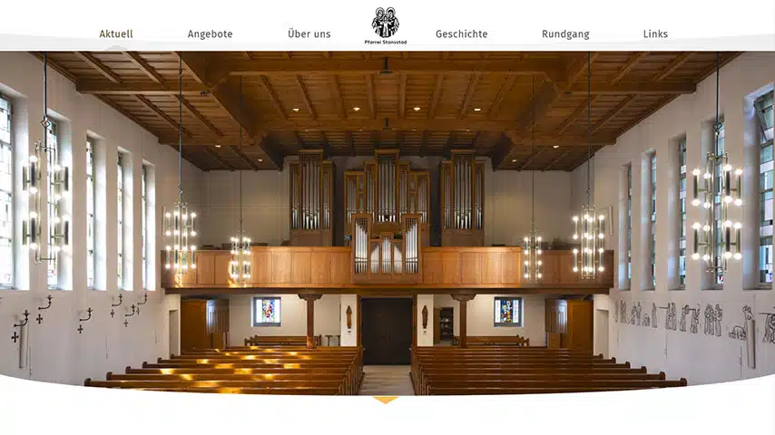 screenshot einer Webseite, welches die frontalansicht einer Orgel zeigt.